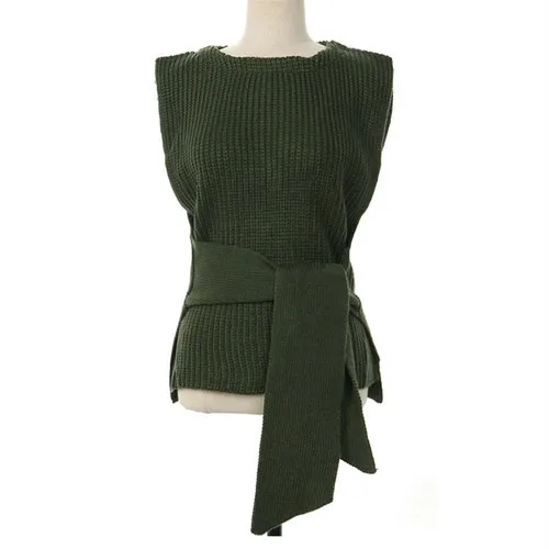 2019 Fall Women Sleeveless Knitting Vest Korean Fashion Bow Ties Designer Waistcoat Sweater |