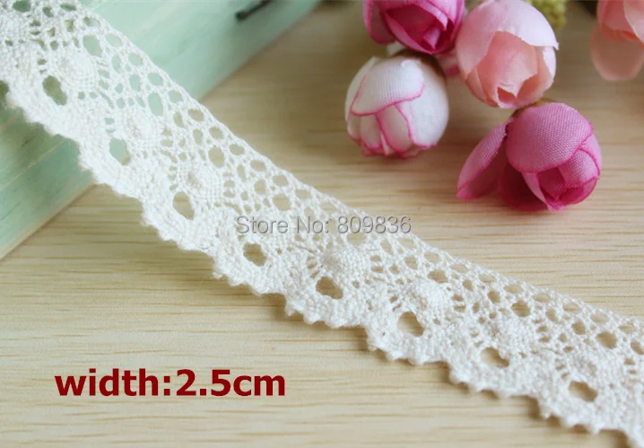 1 ярд/серия Ширина: 2 5 см Винтаж цвет натурального хлопка кружева для скрапбукинга