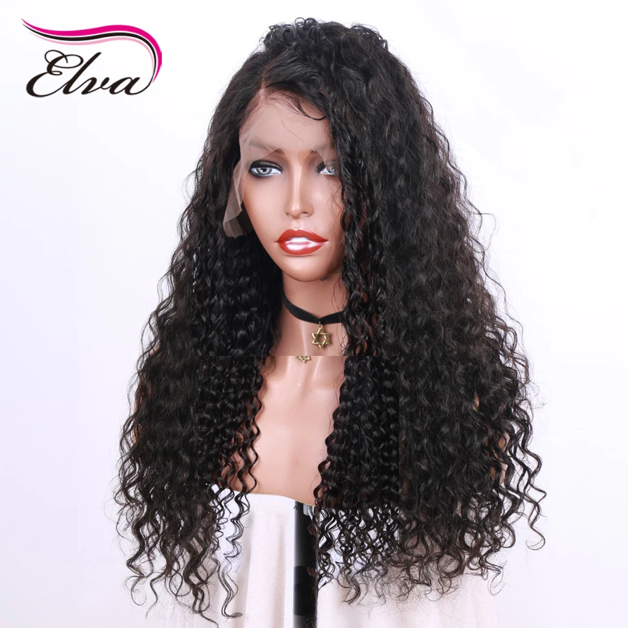 Волосы ELVA 150% Плотность 13*6 кружева передние человеческие волосы парики для черных женщин предварительно свободные глубокая волна сорвал кружева парики бразильские волосы remy