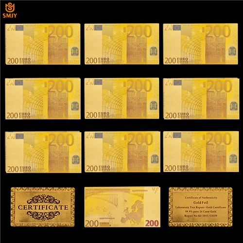 200 Euro-10P 10 шт./лот цвет евро золотые банкноты 50 евро Золотая фольга банкноты сувениры сбор бумажных денег - Цвет: 200 Euro-10P