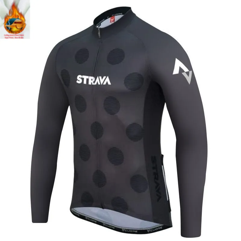 3 STRAVA Зимняя Термальная флисовая велосипедная Джерси Ropa Ciclismo Mtb с длинным рукавом велосипедная Одежда для велоспорта - Цвет: 3