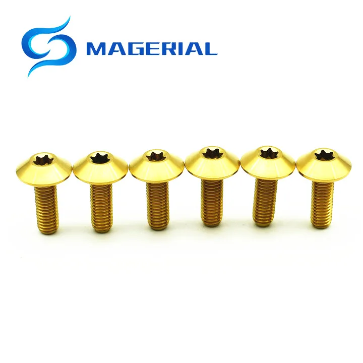 Gold color Титановые болты M5 x15mm M6 x12mm 15 мм 20 мм там цвета ферменной конструкции головкой торцевой разъем Ti винты Ti Упаковка застежек из 6 штук - Цвет: Gold color