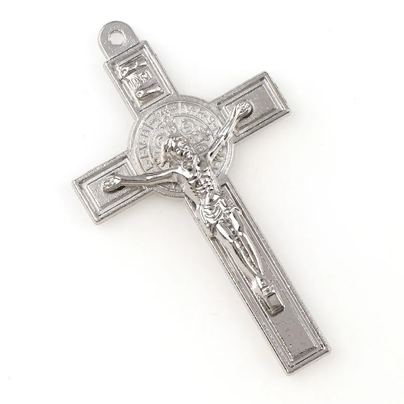 

Silver Plated Jesus Crucifix Christian Jewelry Crosses Charms Saint Benedict Crucifix Pendants For DIY Pendants Necklace Jewelry