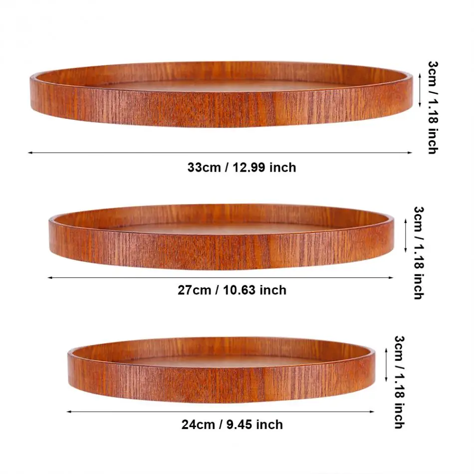 Круглая деревянная сервировочная тарелка деревянное блюдо для чая пищевых