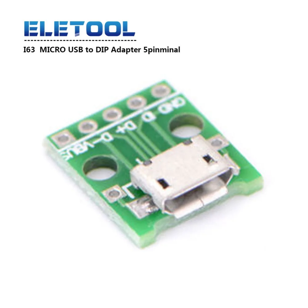 5 шт. I63 MICRO USB для DIP адаптер 5pin Разъем конвертер печатной платы типа в