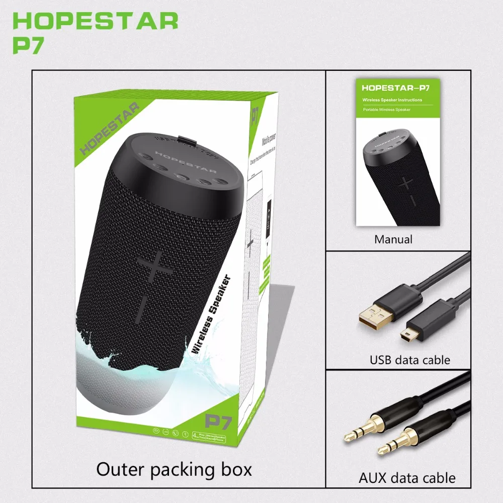 HOPESTAR P7 Портативный беспроводной Bluetooth динамик IPX6 Водонепроницаемый Колонка коробка бас мини сабвуфер стерео громкий динамик зарядка мобильный