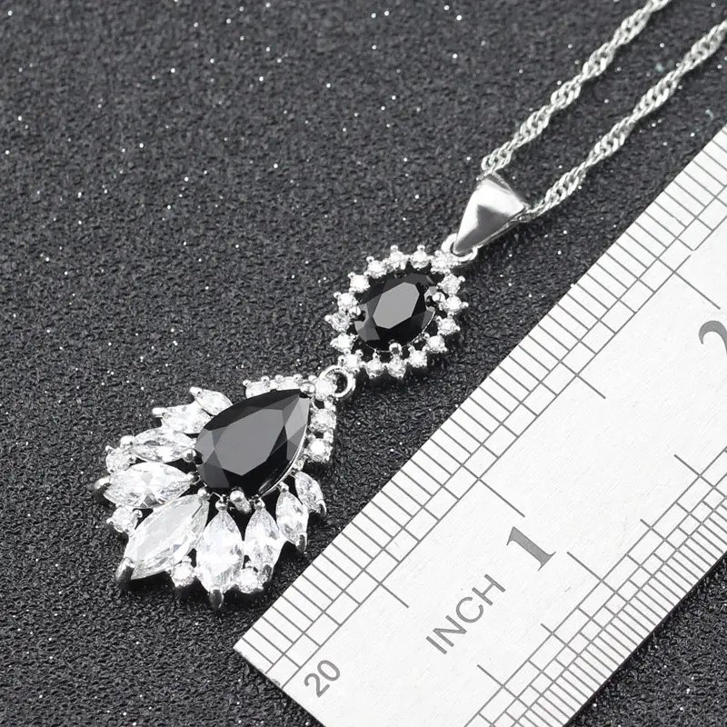 Для женщин Свадебные украшения набор для 925 Серебряный Цвет штамп черный