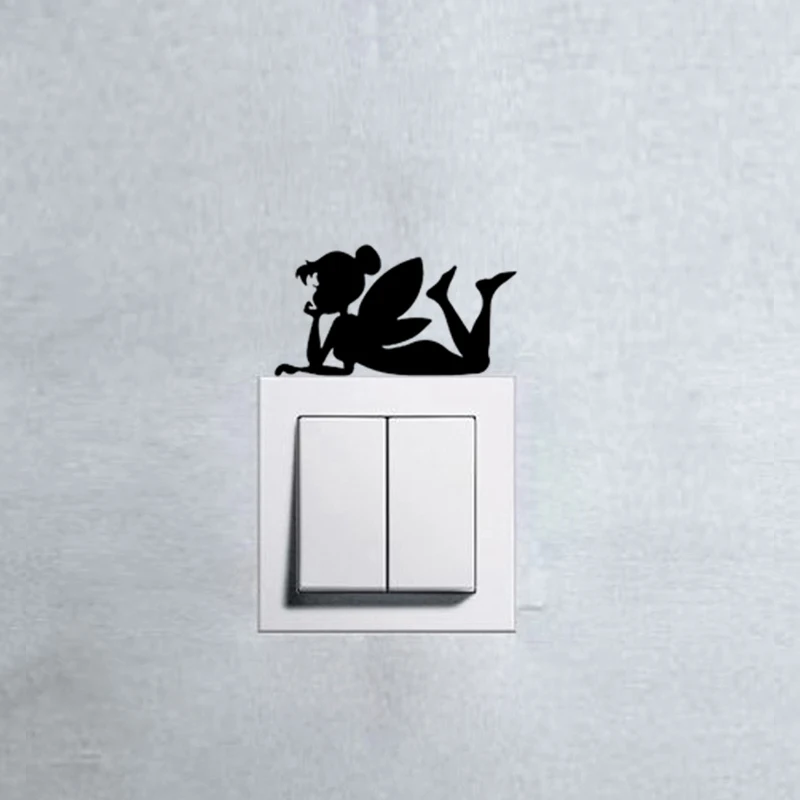 Забавная Феи девушка переключатель наклейка силуэт виниловая на стену милая