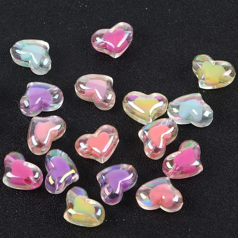 Цветные акриловые шарики в форме сердца для шитья одежды ручной работы Детские