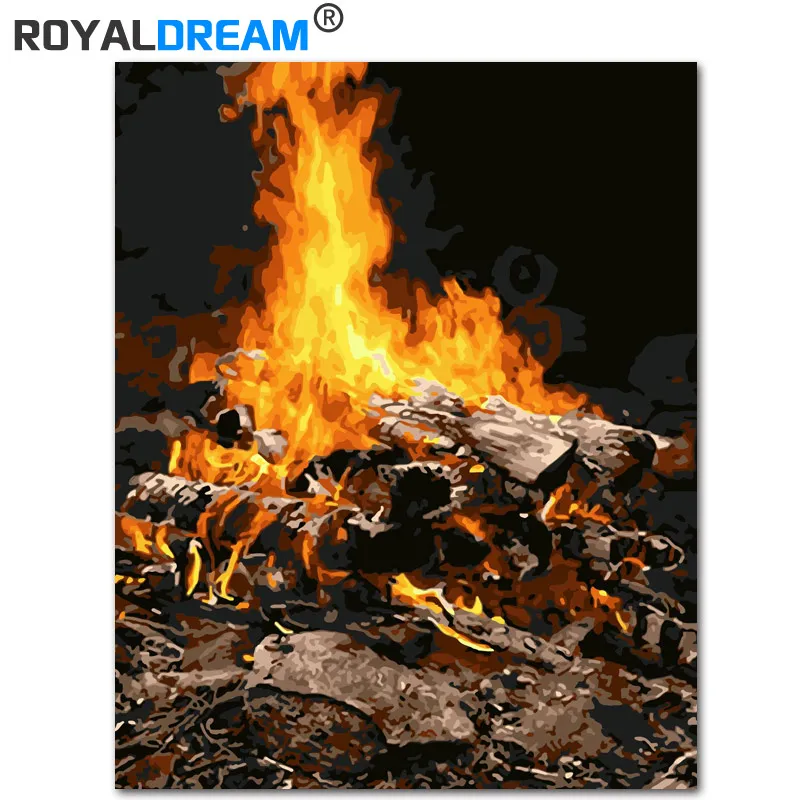 

ROYALDREAM, пламя, сделай сам, краска по номерам, акриловая краска по номерам, ручная краска, Масляная Краска на холсте для домашнего декора