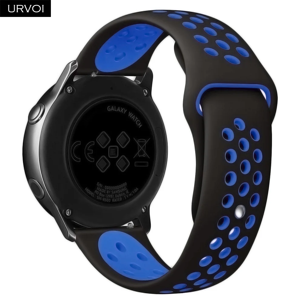 URVOI 22/20 мм длина браслета для Galaxy Watch Active/42/46 мм шестерни спортивный силиконовый ремешок для HUAWEI Aquick выпуск шпильки Мягкая замена
