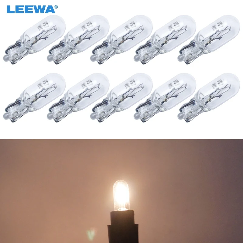 LEEWA 500pcs Warm White Car T6.5 12V 3W Wedge Halogen Bulb External Halogen Lamp Replacement Dashboard Bulb Light #CA1316