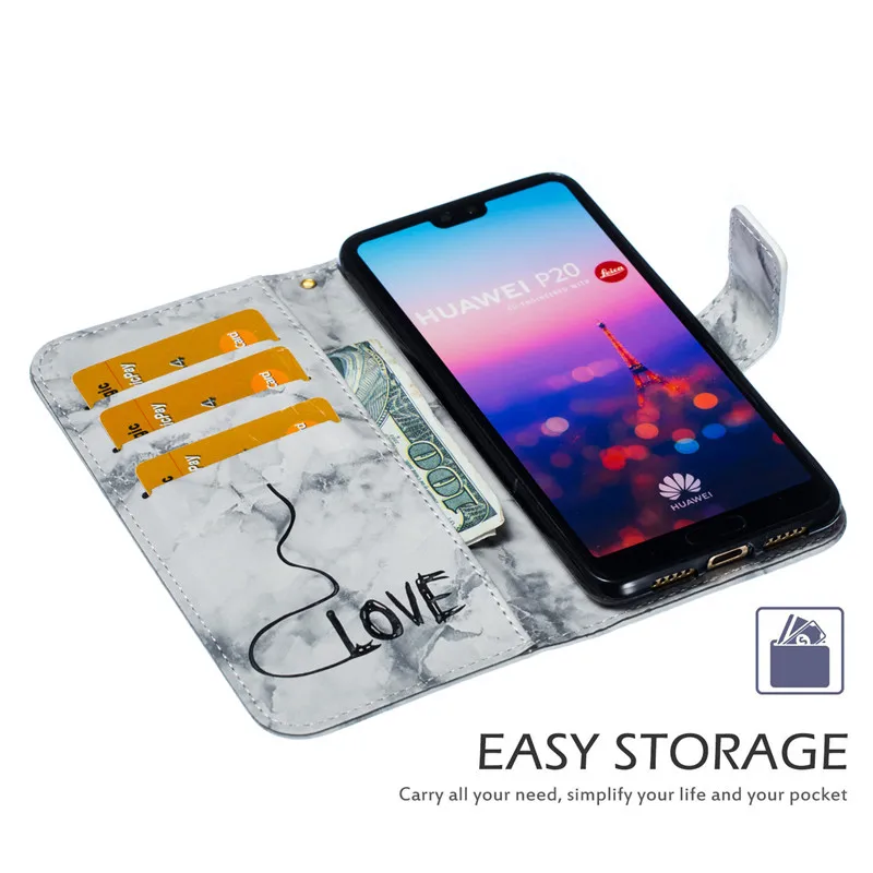 P20 Lite кожаный чехол для huawei Pro 3D Любовь Сердце бумажник флип телефона Mate 10 Honor 6X |