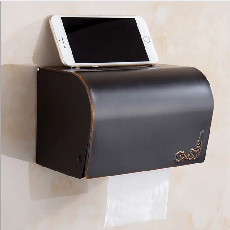 

Bathroom Hardware Paper Holders Copper Wall Mount Toilet Roll Paper Holders Box