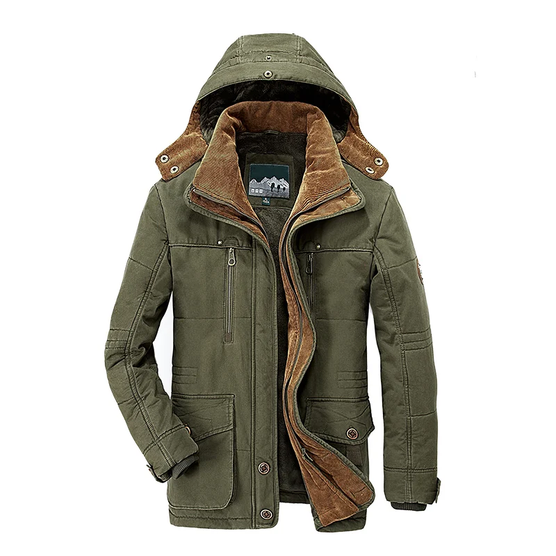 Winter Jacket Men Thick Long Warm Outerwear Parka Fur Lined Military Army Coat Male Puffer Fleece Windbreaker | Мужская одежда