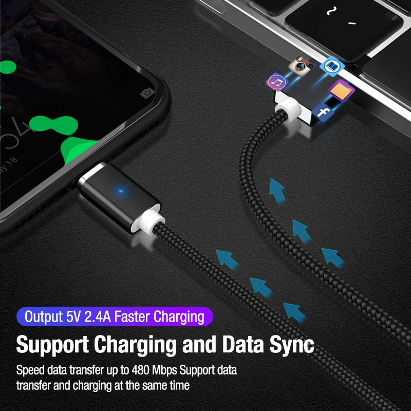 Posugear Магнитный 3 в 1 кабель для быстрой зарядки USB Type C & Micro м iphone зарядный Samsung