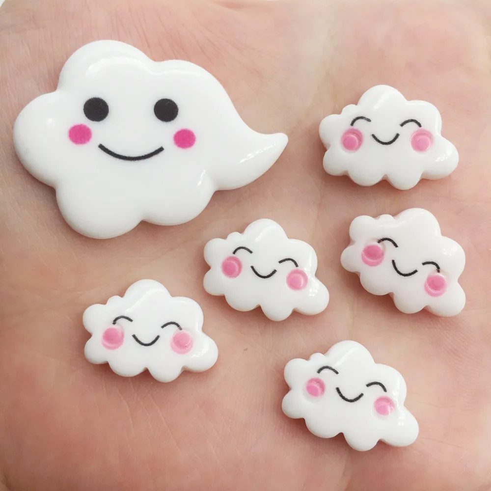 Смола Kawaii Smile белые облака плоская спина кабошон камень миниатюрный DIY скрапбук