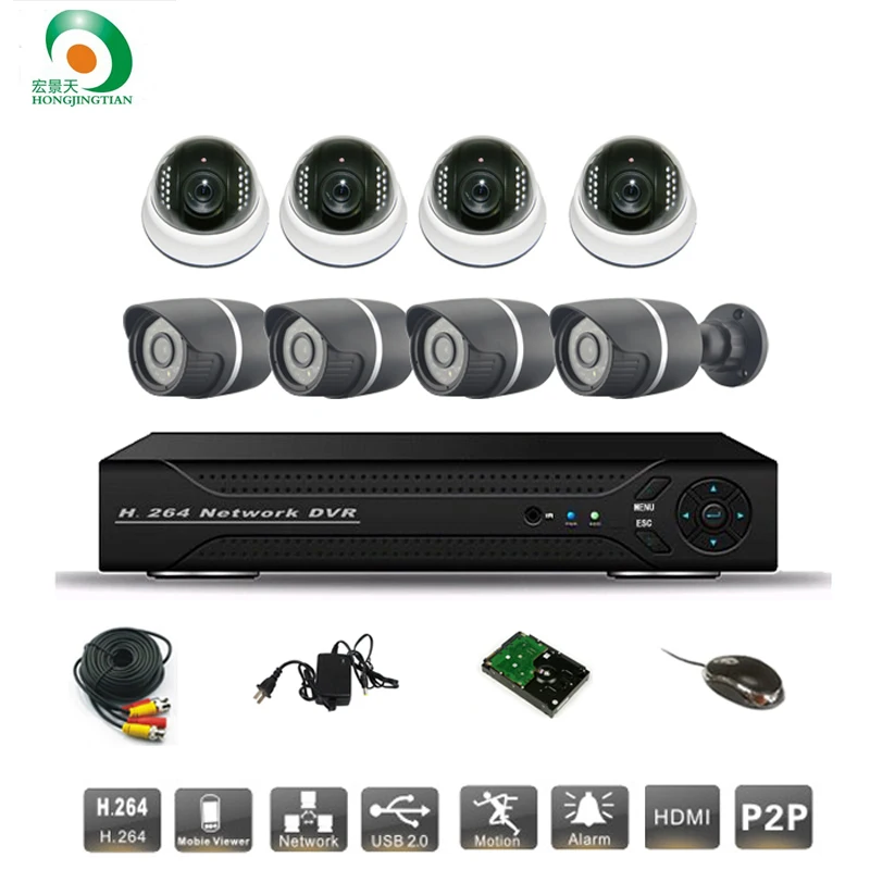 8ch CCTV Системы sony 700TVL купола и пуля ИК камера видеонаблюдения Видео сети P2P Cloud HDMI D1