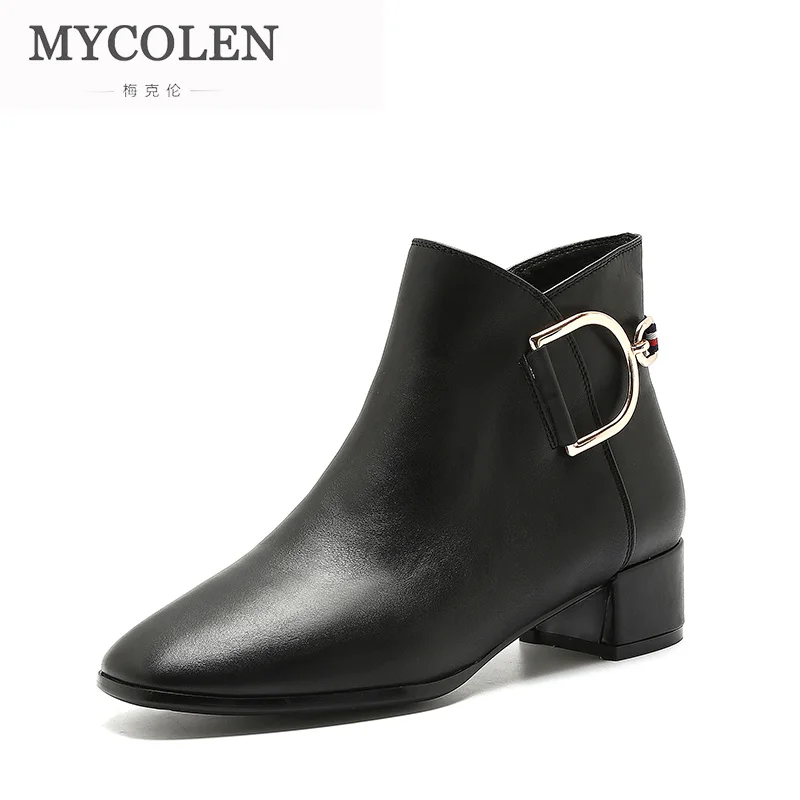 MYCOLEN/женские ботильоны Новинка модные теплые зимние ботинки Челси из коровьей