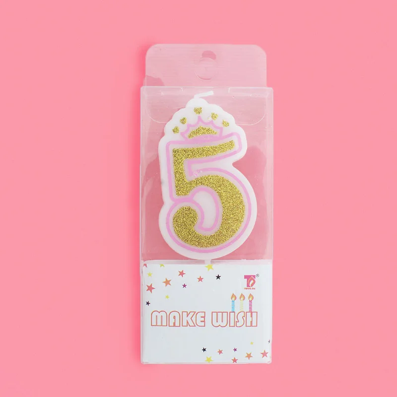 Crown Candles PK 5 1 шт., креативные розовые/синие свечи с короной для дня рождения и вечеринки, свечи с цифрами 0-9 для взрослых девочек и мальчиков, свечи для торта, кекса, Топпер, вечерние принадлежности - Цвет: Crown Candles PK 5