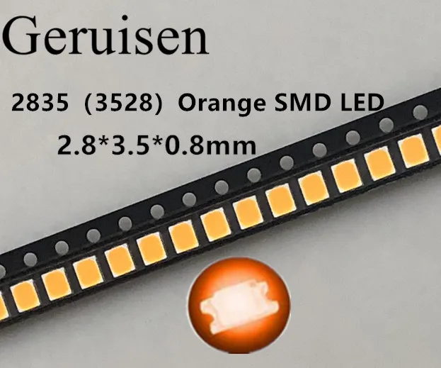 1000 шт./лот SMD LED 2835 лампа с подсветкой 0 2 Вт оранжевый Янтарный светоизлучающий