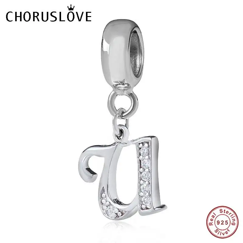 Pandora Letter U Choruslove A-Z Подвески с буквами 925 пробы серебро CZ 26 бусы с алфавитом fit Pandora Подвески браслет для женщин DIY Ювелирные изделия SS2657 - Окраска металла: Pandora Letter U