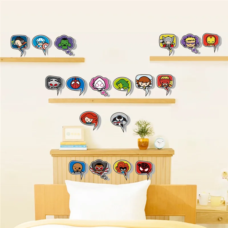 Cartoon spiderman avenger wall sticker for kids rooms children's Diy window glass decor art decals boy's room poster mural | Дом и сад