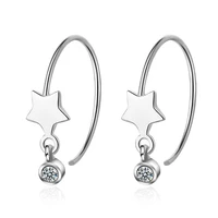 new fashion exquisite round hook earrings silver plated jewelry five pointed star temperament crystal earrings xze235
