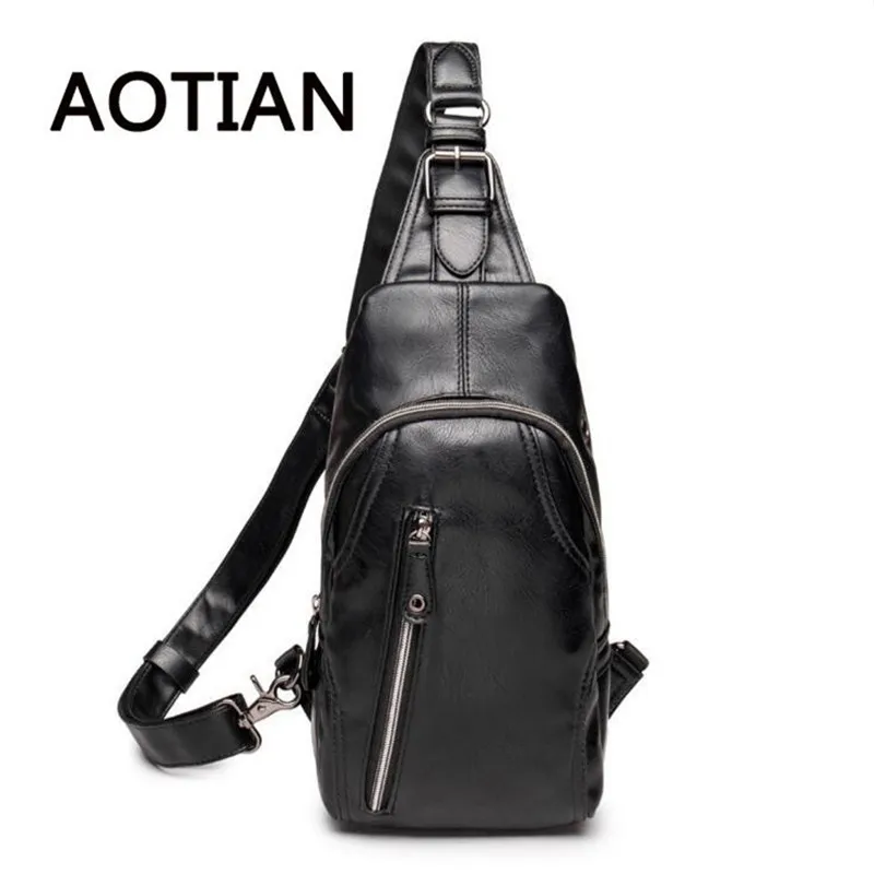 

2020 PU Leather Mens Sling Bag Shoulder Bag Men Chest Crossbody Bag High Quality Casual Zipper Man Bag Bolsos Black
