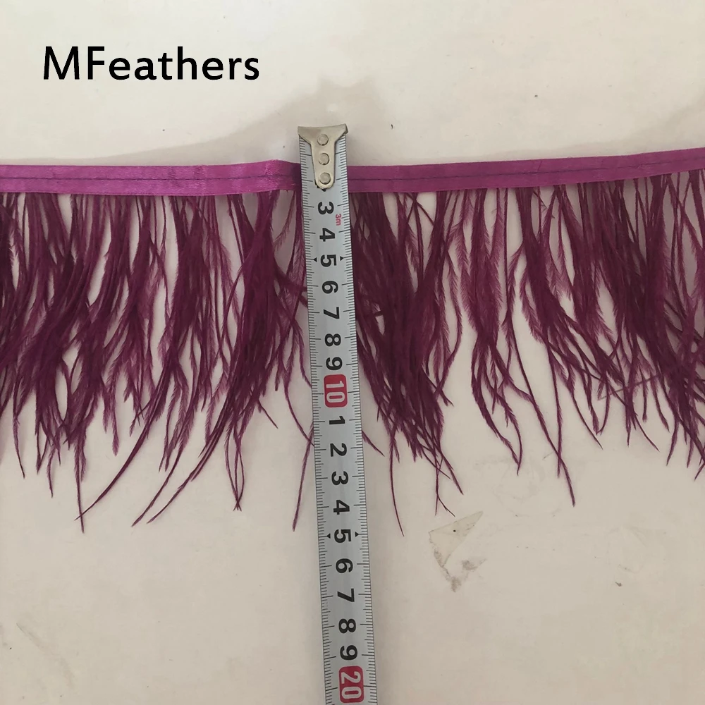 Полоски с бахромой и страусиными перьями цвета фуксии хорошего качества 10 15