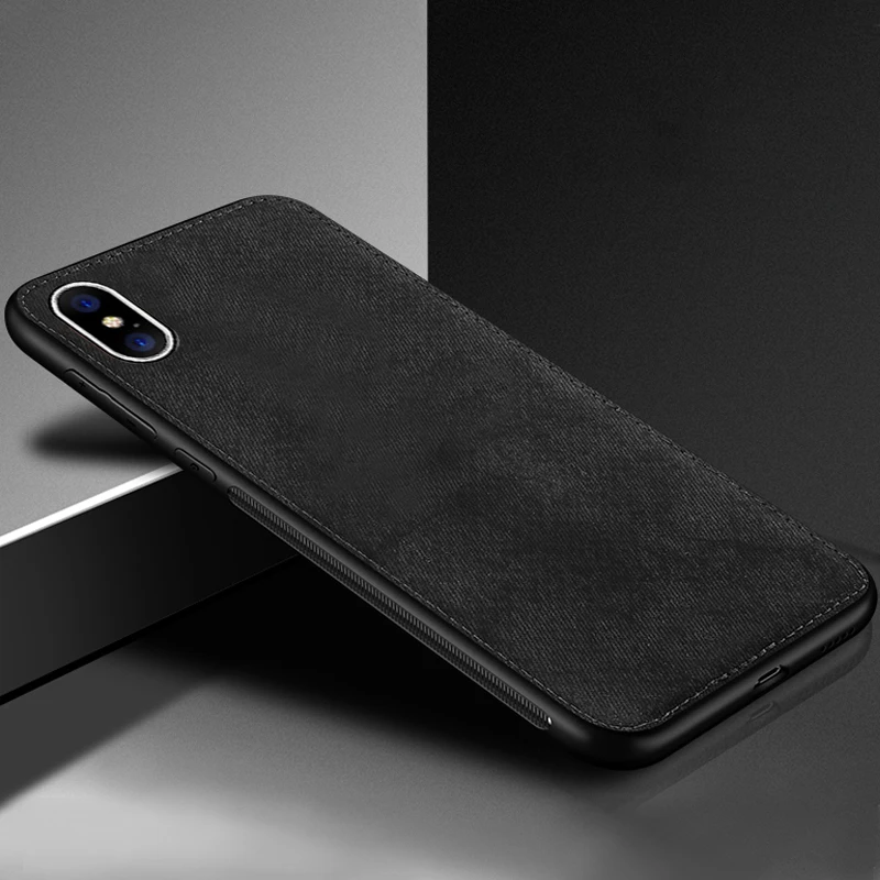 black Магнитный тканевый чехол IIOZO для iPhone 7, 8 Plus, 6, 6 s, XS Max, XR, X, ультра-тонкий тканевый чехол, мягкий силиконовый чехол для телефона s, чехол - Цвет: black