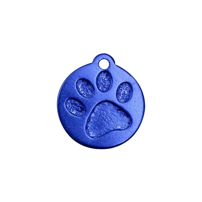 Blue Pawstrip, 2 шт./лот, выгравированные бирки для собак, ошейник для собак, кошек, индивидуальная идентификационная бирка для собак, круглая лапа, персонализированные ошейники для кошек, 23*26 мм - Color: Blue