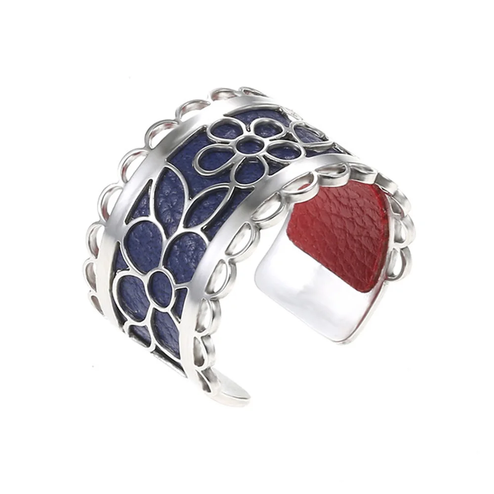 Legenstar Inca серебряные кольца с открытым цветком для женщин Bijoux Homme кольца из нержавеющей стали с возможностью изменения размера Реверсивные кожаные кольца Bague летние