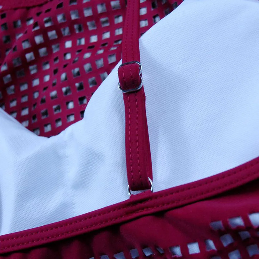 2018 hollow out bikinis set high waist swimsuit push up brazilian bikini biquini women bathing suits Burgandy Pink |