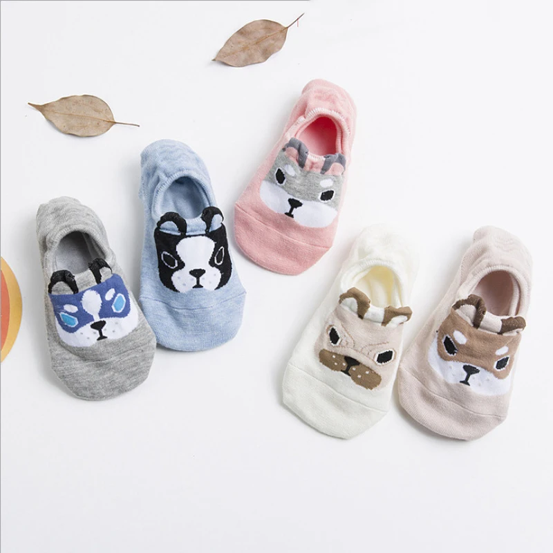 Epous Cartoon Cotton Pug Patterend Ankle Soks Slippers Women Thin Funnny Boat Socks Ladies Art Spotry Short Invisible | Женская одежда