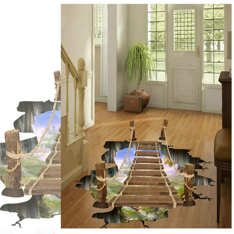 Наклейки на стену 3D мост пол настенные наклейки съемные виниловые