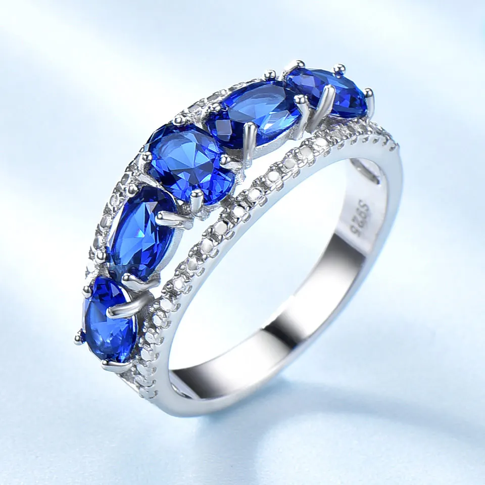 Sapphire UMCHO 3.0ct синий сапфир Танзанит кольца для женщин обручальные ювелирные изделия настоящее твердое 925 пробы Серебряное кольцо ювелирные украшения - Цвет камня: Sapphire