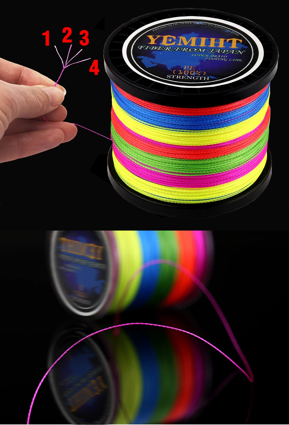 YEMIHT леска для ловли карпа 300 м 500 м супер сильная японская мультифиламентная ПЭ плетеная леска 4 нити
