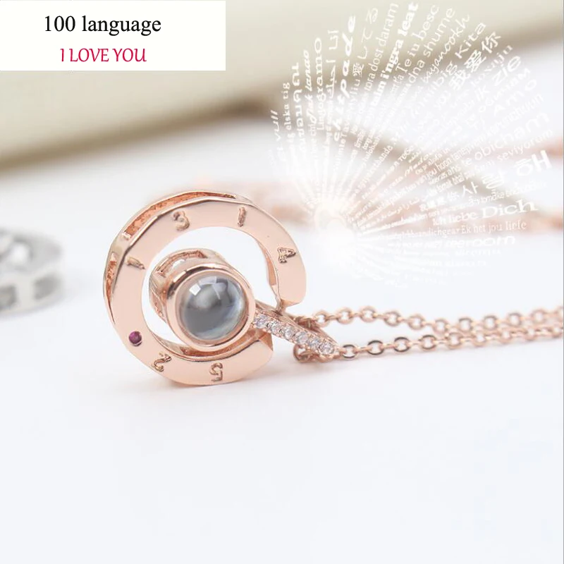 2018 Горячая продажа 100 язык I Love You кулон ожерелье розовые красные медные