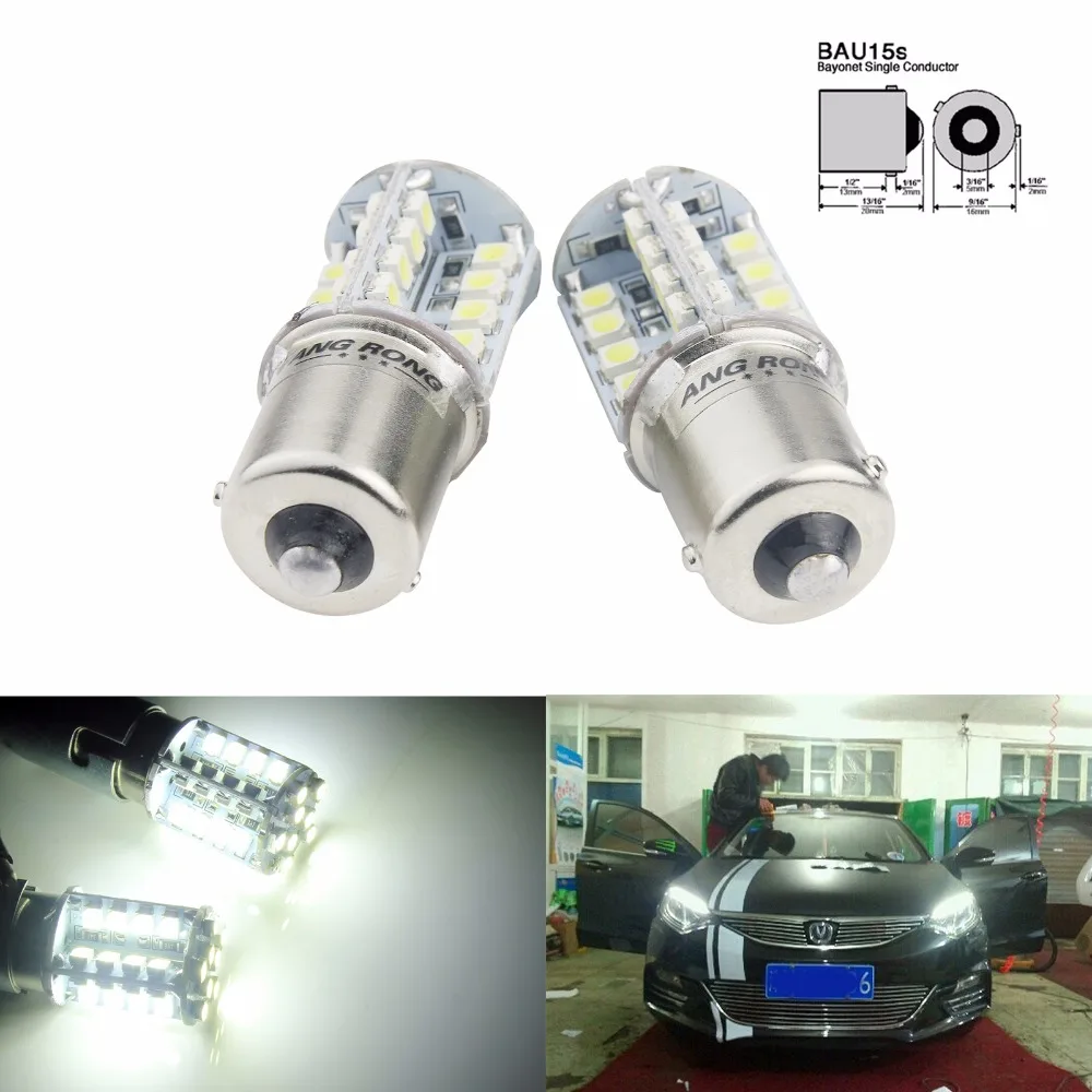 ANGRONG 2x белая 581 PY21W BAU15s 40 SMD светодиодный лампа указателя поворота передний и