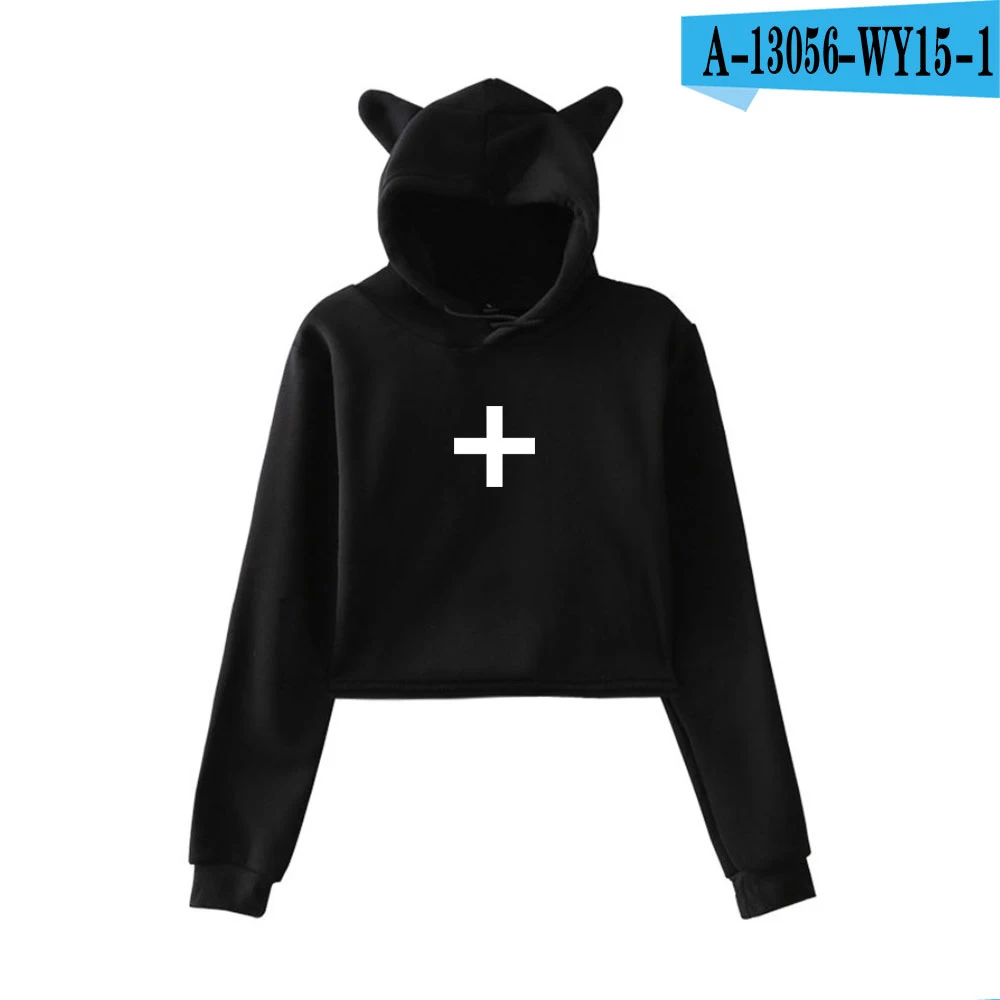 TXT Tomorrow X Together толстовки с кошачьими ушками женские модные толстовки с капюшоном с длинными рукавами горячая Распродажа Kpop повседневные сексуальные толстовки - Цвет: Black