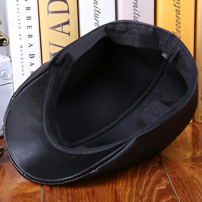 Модная шапка из натуральной овечьей кожи мужская плоская кепка воловьей