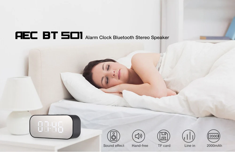 Портативный будильник беспроводной Bluetooth стерео динамик светодиодный дисплей музыкальная звуковая коробка с будильником зеркальные настольные часы