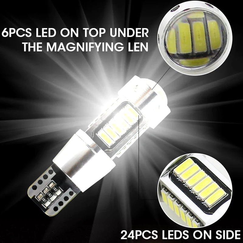 Hlxg T10 W5W Canbus 194 168 светодиодный без ошибок с лампой объектива 4014 30 SMD Автомобильный