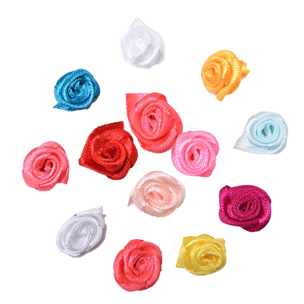 100 шт. мини смешанный Цвета маленький цветок розы Букет невесты ручной атласные