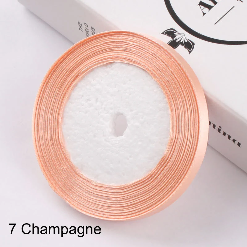 7 champagne 25 ярдов атласная лента 10 мм корсажные ленты DIY лук Ремесло Декор для упаковки подарков Свадебная вечеринка украшения принадлежности для скрапбукинга - Цвет: 7 champagne