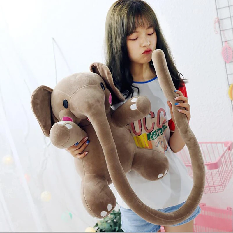 

Cartoon Lovely Long Nose Elephant Stuffed Animal Plush Toy Soft Plush Doll Send to Children & Girlfriend Creative Dolls for Girl