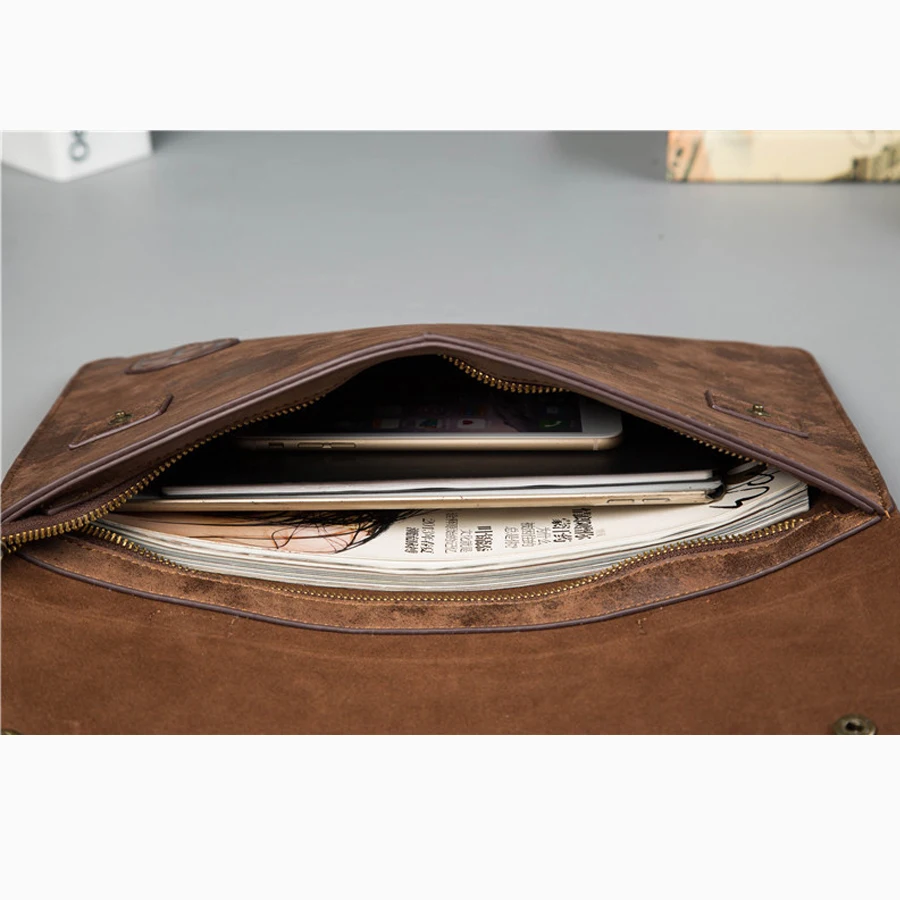 Модные кожаные мужские сумки Tote Винтаж Тонкий кожаный портфель Уникальный