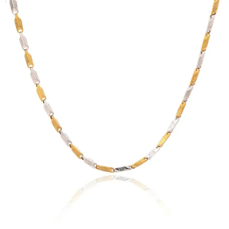 Заявление Цепочки и ожерелья бамбука цепи Нержавеющая сталь позолоченные Для