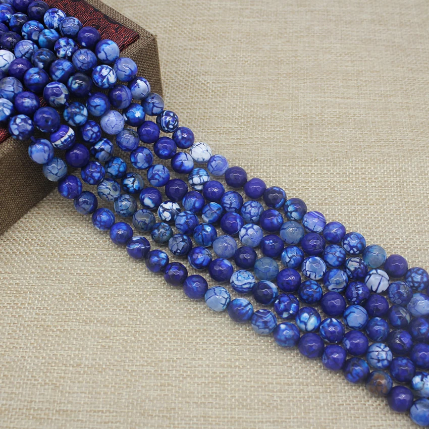 

Faceted Round Blue Fire Agates Beads Natural stone beads Pick Size 8/10/12/ mm Beads For Jewelry Making Bracelet Necklace Beads